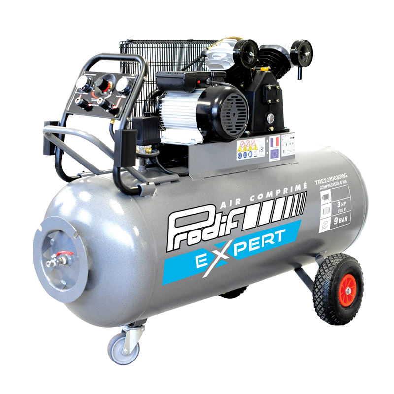 COMPRESSEUR 200 L PRO 3 CV 380L/MIN 9 BARS GARANTIE 2 ANS TABLEAU DE REGULA