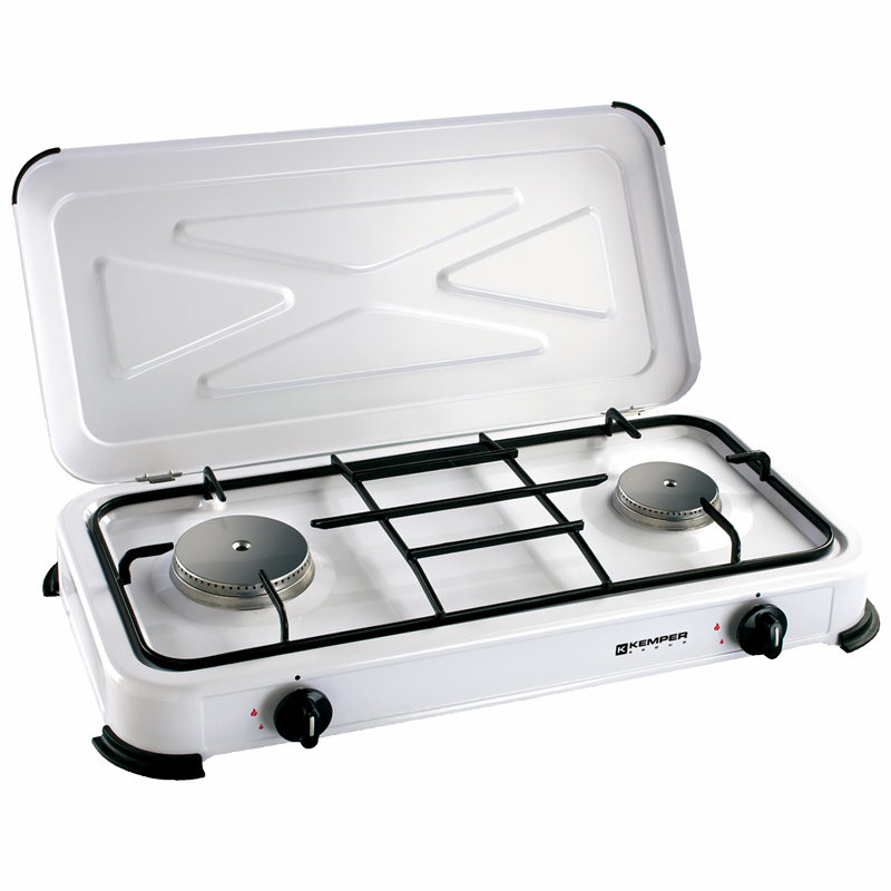 RECHAUD A GAZ AVEC 2 BRULEURS EN ACIER INOX
