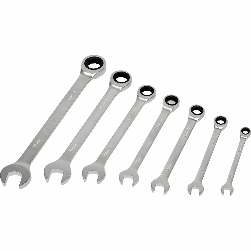 LOT DE 7 CLES MIXTES A CLIQUET TETES FIXES