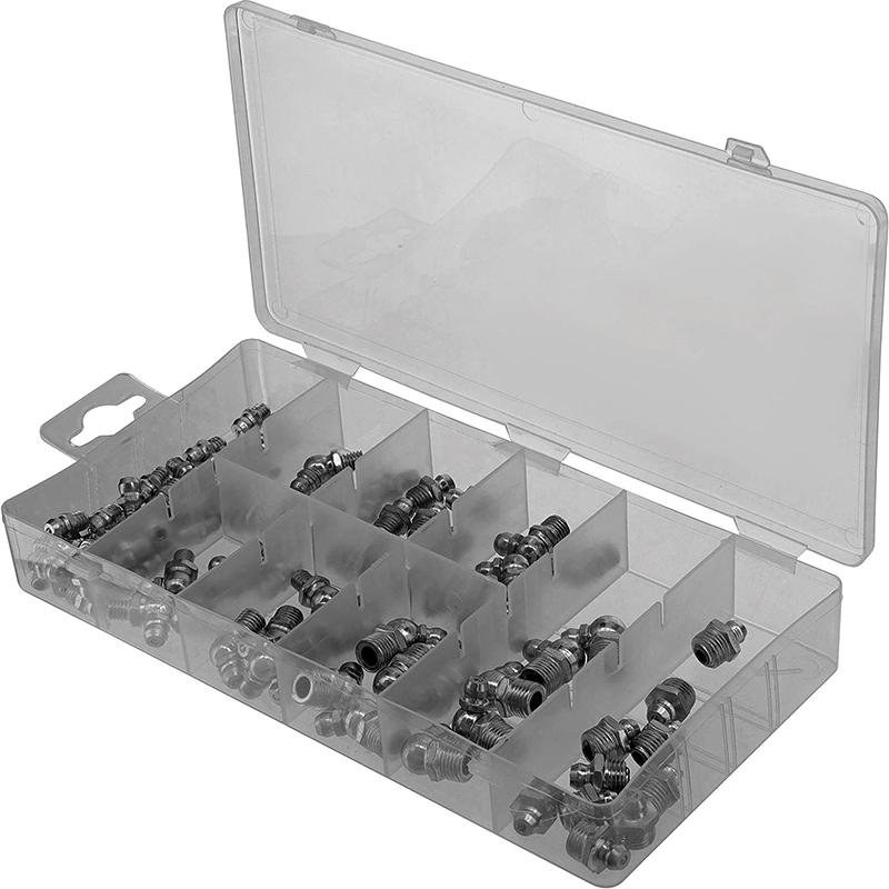 COFFRET DE 85 GRAISSEURS DROITS, 45°et 90°