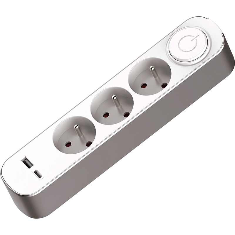 BLOC 3X16A+T+INTERRUPTEUR + 1 USB A + 1 USB C