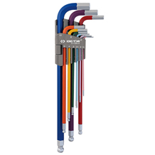 JEU DE 9 CLÉS MÂLES EXTRA LONGUES BALL POINT » À CODE COULEUR »